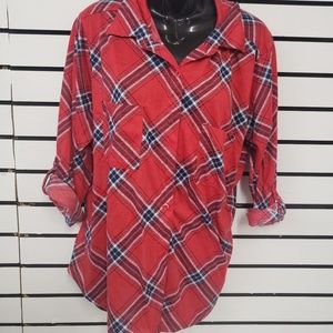 Women's no comment button up flannel shirt